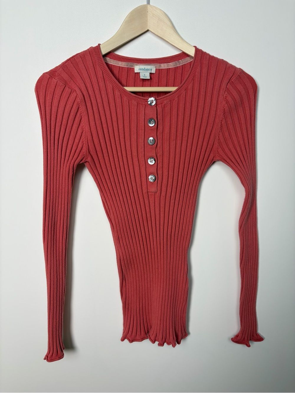 Sundance Living Legend Ribbed Henley in Coral